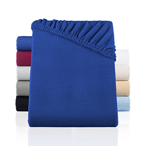 Utopia Bedding - Spannbettlaken 140x200cm - Marineblau - Gebürstete Mikrofaser Spannbetttuch - 35 cm Tiefe Tasche 8 BaSaTex Winter Spannbettlaken Spannbetttuch Teddy Flausch Thermo Fleece in 8 Farben 6 Größen 120x200 cm Navy