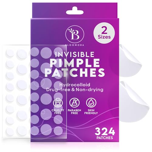 BLOOMORA Invisible Pimple Patches for Face (324 Count), Zit Patches