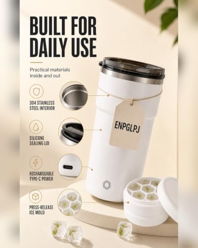 3-in-1 Rechargeable Self-Stirring Mug with Ice Tray Magnetic Mixer Cup — view 5