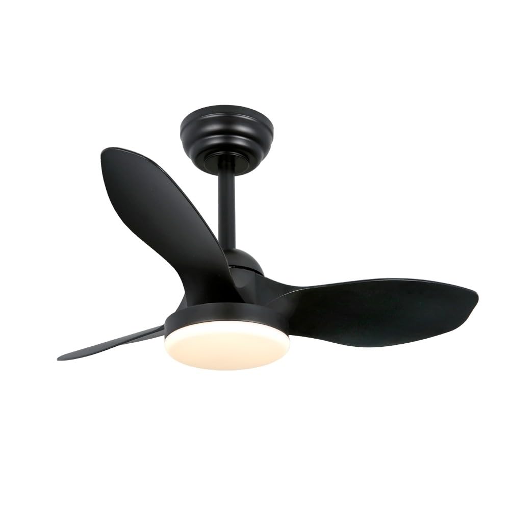 wonderlamp - Small fan ø 80 cm LED Cavil Mini S Black, Adjustable light intensity with remote control