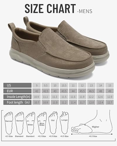 Image of 1TAZERO Mens Wide Width Slip On Shoes with Arch Support Insoles Men Lightweight Casual Loafer for Elderly & Wide Feet Plantar Fasciitis Walking Shoes