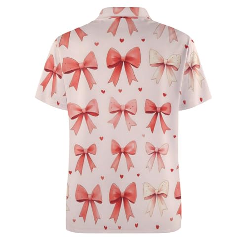 Polo de golf pour homme imprimé nœud rose à manches courtes