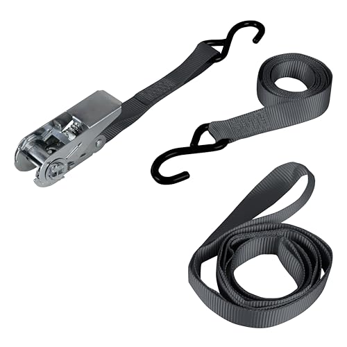 Windhager Correa tensora de 3 Piezas - cinchas de Amarre, eslingas de Amarre, Cinta de fijación, Correa de Amarre con carraca y Ganchos - para tensar toldos Vela - Resistente al desgarro