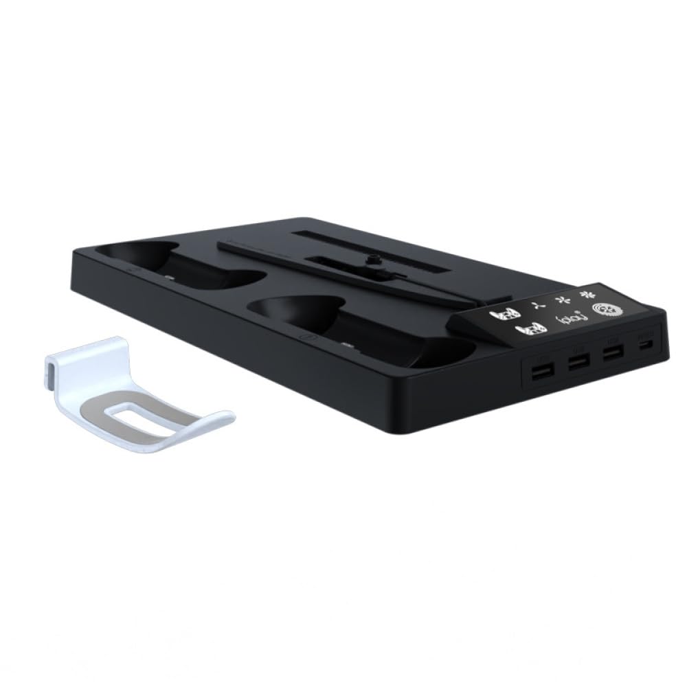 Supporto verticale di raffreddamento per console PS5 Pro, base di raffreddamento per controller PS5, base sottile per console di gioco, staffa di ricarica con gancio per cuffie, accessori (nero)