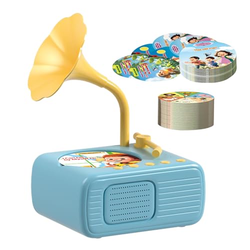 Tourne-disque phonographe pour , jouets gramophone pour tout-petits - Disque phonographique pour avec 96 cartes | Lecteur de musique d'histoires pour avec 96 cartes pour filles, garçons et âgés de 3 à