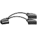 Produktbild Best Plug 20cm Y Audio Video Kabel Adapter Verteiler Splitter Weiche, 1 Scart Stecker männlich auf 2 Scart Buchse Kupplung weiblich, Schwarz
