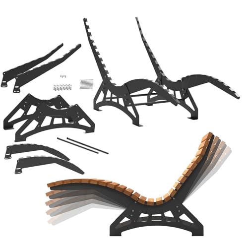 SOTECH Gartenliege Bausatz Untergestell Lounger 680 mm breit (ohne Holzlatten) Sonnenliege Waldsofa massiver Stahl verzinkt schwarz Wellnessliege Terassenliege
