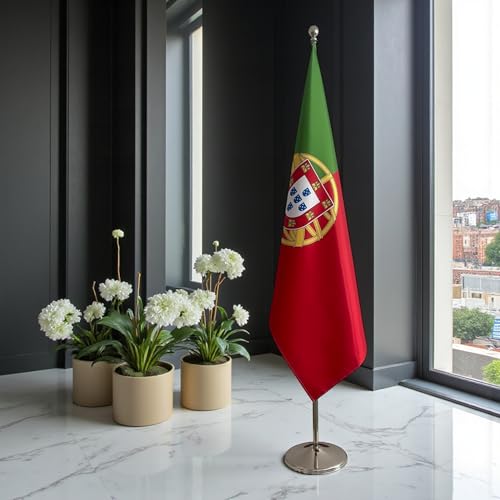 Drapeau Portugal avec mât et pied en inox pour lycée Code CN2-PT