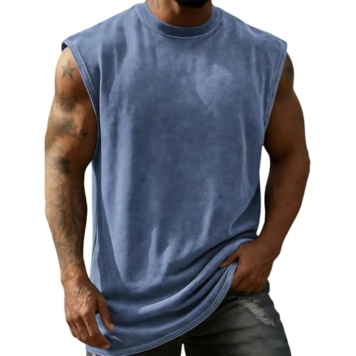 T-shirt de sport ample sans manches et haut de gym pour homme