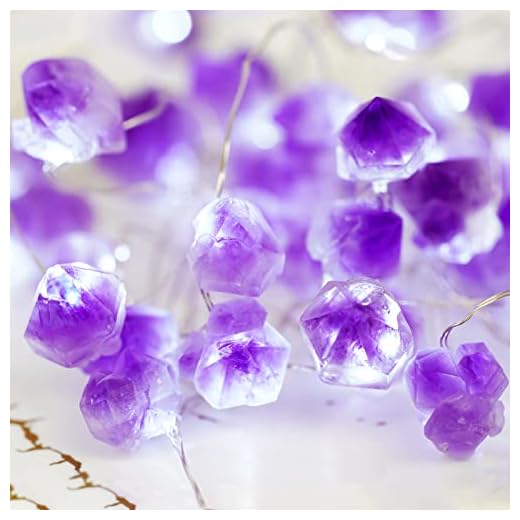BOHON Decorative Lights Amethyst LED String Lights Battery Operated with Remote 10 ft 40 LEDs Natural Crystal String Lights for Bedroom Party Indoor Birthday Wedding Decor Valentine's Day Gift