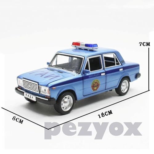 Image of 1:24 Diecast Metal Car Model Police Taxi Toy Cars for Kids Pull Back Openable Doors with Light Sound. (Blue)