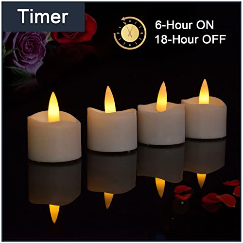 Actpe Timer Tealight Candles With Flickering Flame, 12Pcs Realistic Bright Unscented Small Led Electric Fake Battery Operated Candle For Seasonal & Festival Celebration, Warm White #TOP3