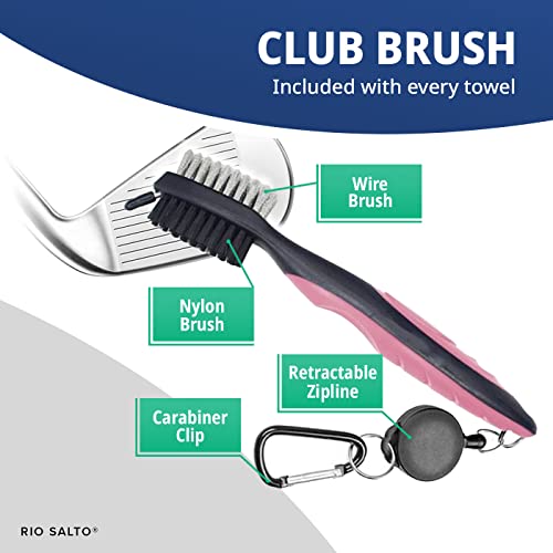 Rio Salto Waffle Golf Towel With Clips For Golf Bag And Club Brush Golf Accessories Disc Golf Gym Camping Towels Women Cute Girls Gift Quick Dry Microfiber Towel Green Pink Cactus Flamingo #TOP3