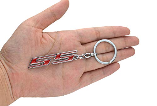Image of SS Letter Grille Fender Lid Trunk Emblem Badge Plus SS keychian for Chevy Camaro Impala 2010-2015 (Red)