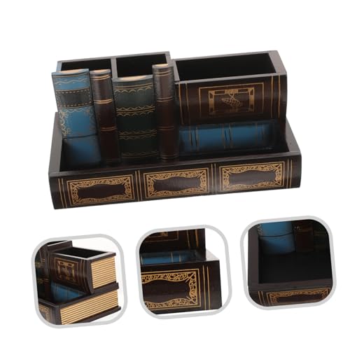 Organisateur de bureau rétro livre boîte de rangement stylos robuste
