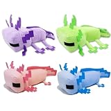 XSLWAN Blue Axolot Plush、Green Axolot Plush、 Pink Axolot Plush and Purple Axolot Plush Plush Stuffed Toy Soft Throw Pillow Kids Birthday Gift for Holidays, Birthdays（4PCS