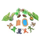 GAROZATION 庭の池のカエルの像 リアルなpvcおもちゃ 風景 魚の池 装飾 カエル 魚の池セット