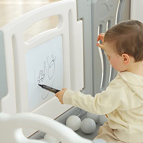 Gupamiga Foldable Baby Playpen Baby Folding Play Pen Kids Activity Centre Safety Play Yard Home Indoor Outdoor New Pen 12+2 Panels (White) #TOP5