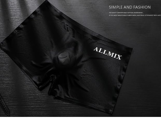 Men's Ice Silk Boxer Briefs, 3D Pouch, Sexy Semi - Transparent, ALLMIX Letter, Thin Underwear3