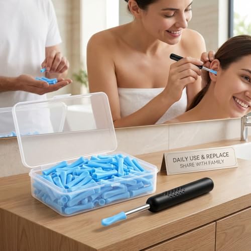 60Pcs Silikon-Ohrreiniger-Kopf für Ohrenschmalz Entferner,Ear Wax Removal Otoskop,Glatt Silikon Ohrlöffel Ear Cleaner Zubehör Ersatzspitzen Sauger für Erwachsene Ohrensauger Ohrenschmalzentfernung (A)