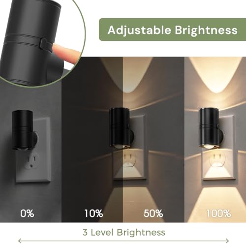 Image of L LOHAS LED Night Lights Plug into Wall,Light Sensor, Projector Night Light | 4Pack,180Rotating Nightlight,10 /50 /100LM Dimmable,Soft White,Dusk to Dawn,Ambient Lighting Mini for Bathroom,Decor,Kids,Gift