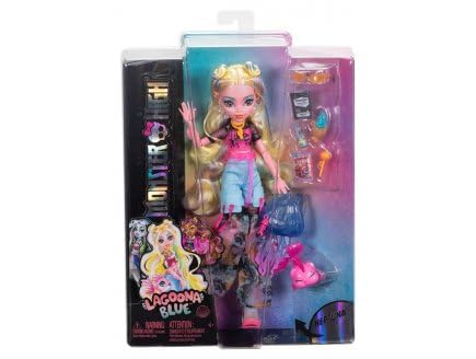 pour Monster High - Poupee Lagoona Blue Mode, Animal Piranha et Accessoires - Monstre Creature mer - Set Jouet Fille et Carte