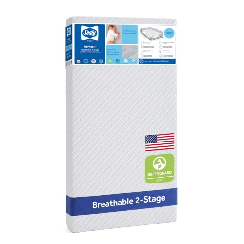 Image of Sealy Baby Infant and Crib Mattress - Refresh 2 Stage, Breathable and Waterproof, GREENGUARD Gold Certified, Made in USA