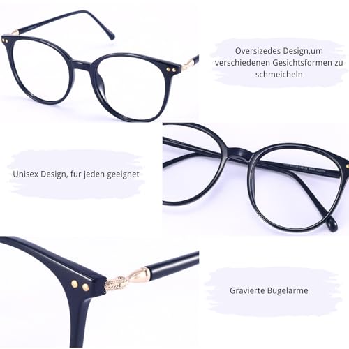 Firmoo Blaulichtfilter Brille ohne Sehstärke für Damen Herren Runde Computerbrille, Blaulicht UV Schutzbrille Entspiegelte Nerdbrille (Leoparden)