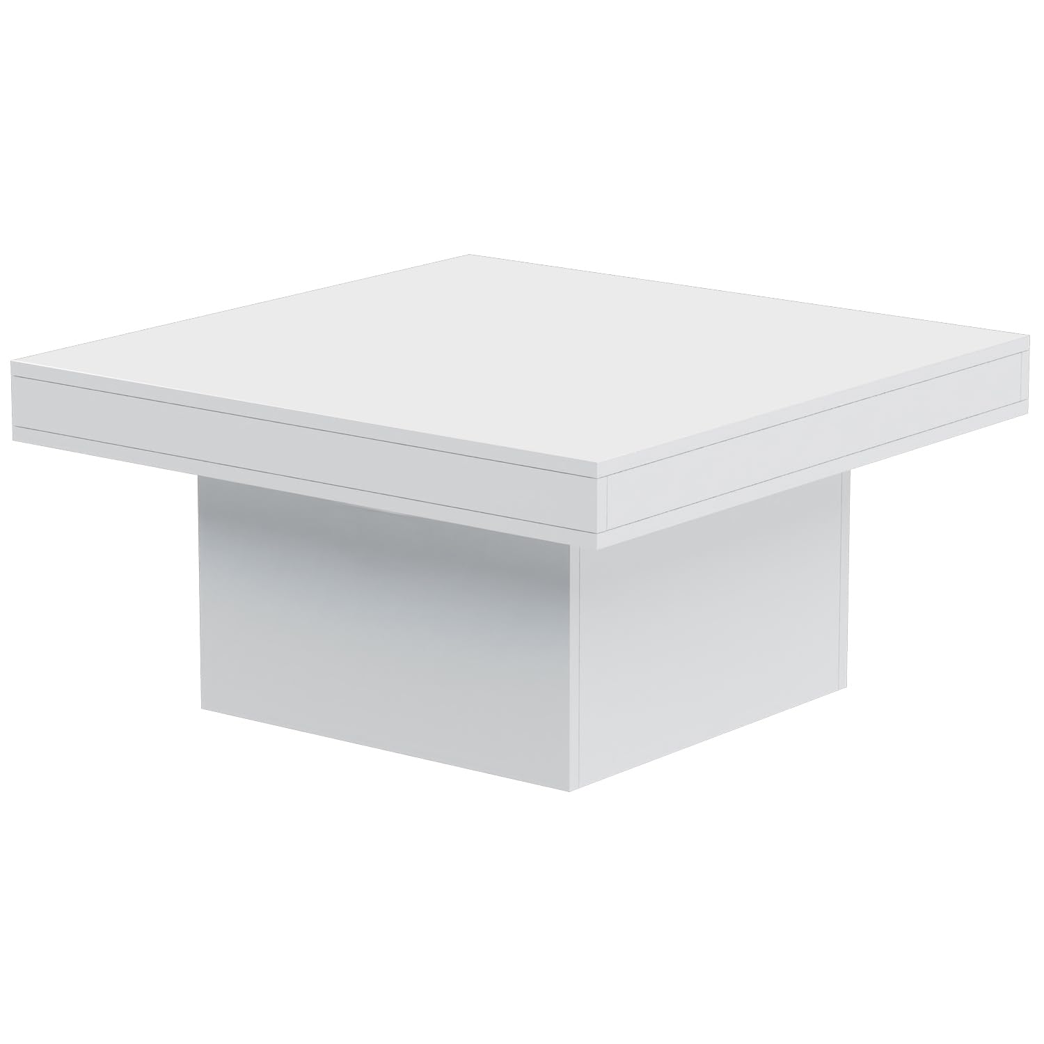 Mahmayi Modern Coffee Table Square Shape Tabletop for Living Room, Study Room and Office - White