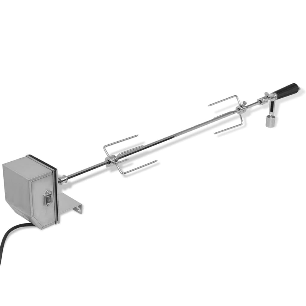 Rotisserie rożen obrotowy z profesjonalnym silnikiem, stal chromowana 900 mm, 2 widelce do szpikulca, waga wyrównująca, do piekarnika i grilla, idealny do grillowania i smażenia