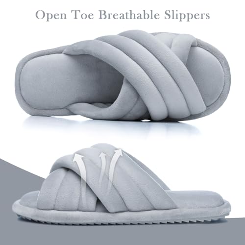 Image of GOEWY Cross Band Slippers for Women with Cozy Memory Foam Machine Washable | Open Toe Summer Cute Slipper,Soft Black House Shoes Slides,Indoor Outdoor Non-Slip Slip On,Gifts for Women Ladies Her Mom