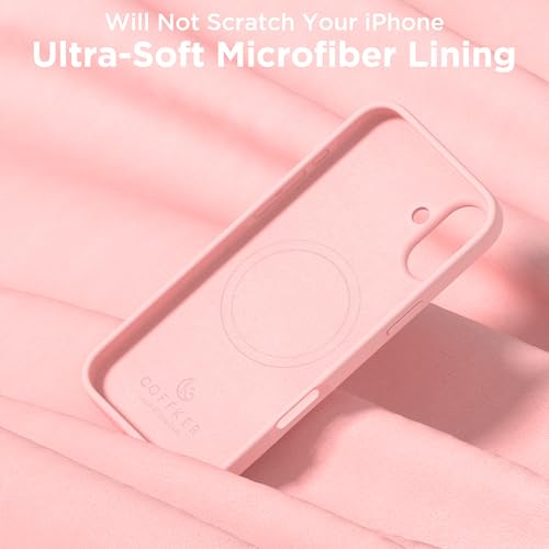 Image of Magnetic for iPhone 16 Case, Compatible with Magsafe, Suction Cup Phone Mount, [2 Screen Protectors][Camera Lens Protector] Silicone Shockproof Protective Slim Phone Cover 6.1 inch, Peach Pink