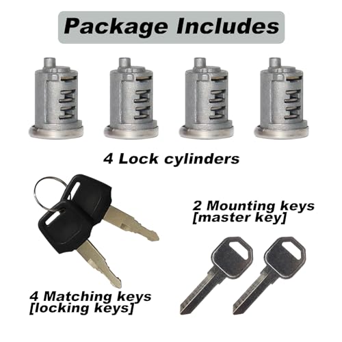 4 Stück Schlosskerne für Yakima SKS, Ein-Schlüssel-System Enthält 4 Schließzylinder, 4 Schlüssel und 1 Kontrollschlüssel