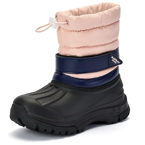 Azooken Enfant Bottes d'hiver Garçons Filles Doublure Chaude Hiver Bottes de Neige Trekking Extérieur Antidérapant Boots（T2405-Pink32）