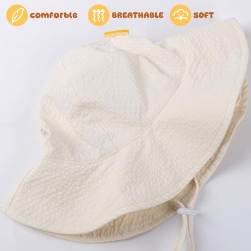 Image of HONGTEYA Baby Sun Hat Toddler Girl Beach Hat Sun Protection Adjustable Outdoor Summer Wide Brim Bucket Hat for Infant Kids