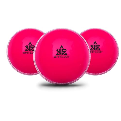 Image of Whitedot Synthetic Rubber Practice Cricket Ball /Wind Balls (90 GMS) for - Indoor & Outdoor Street & Beach Cricket (Pack of 3) (Pink)