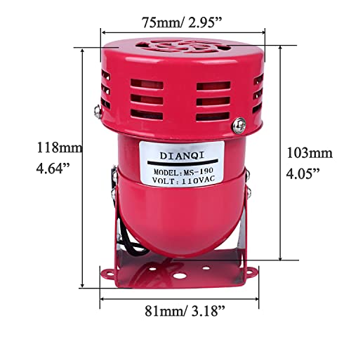 Dianqi Ac110V, 120Db Red Mini Electric Motor Siren, Motor Alarm, Horn Sound Buzzer, Alarm Bell For Home, Residential Areas, Industries, Stores And Control Systems #TOP1