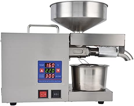 Zooke Oil Press Machine, 750W 50-250℃ Temperature Adjustable Cold Hot Press Automatic Oil Extractor, Intelligent Commercial Grade Stainless Steel Oil Press Machine for Home Kitchen