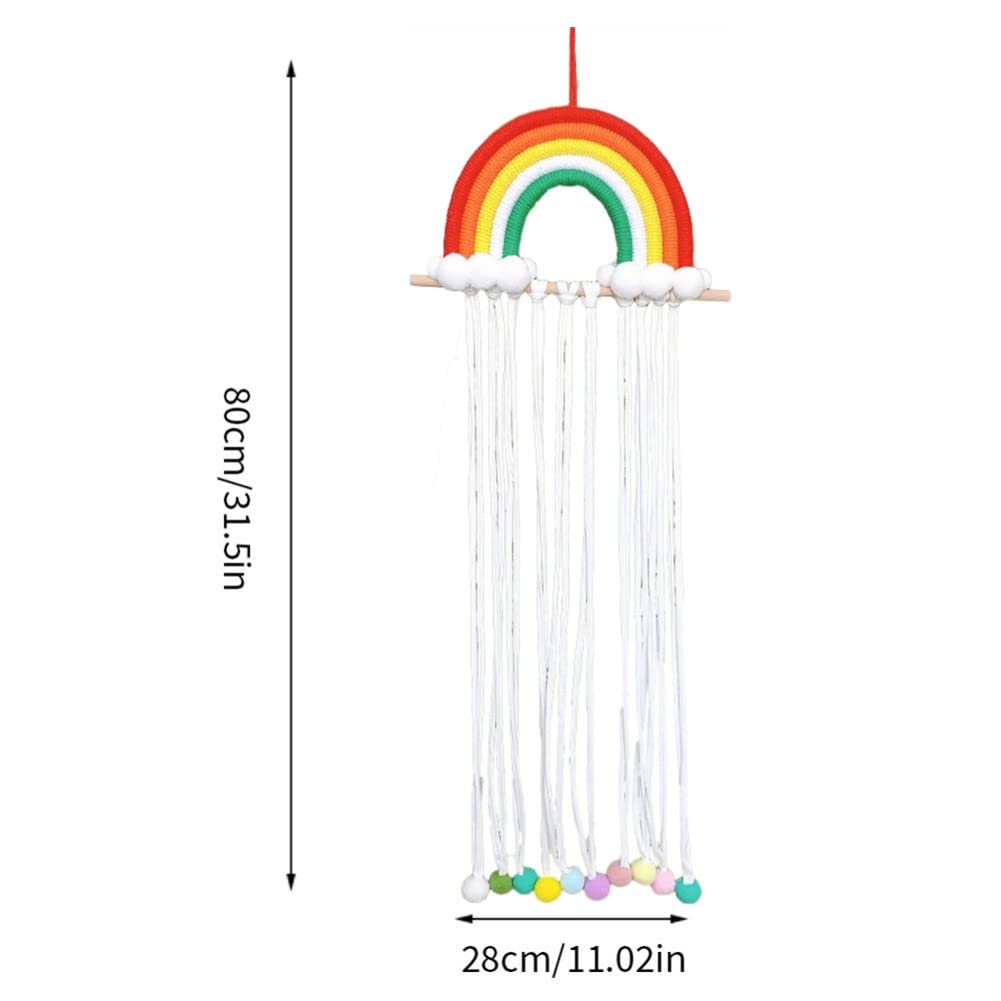 NICENEEDED Supporto per Fiocchi per Capelli con Nappe Arcobaleno Da Appendere, Supporto per Fascia Portaoggetti per Capelli per Ragazze, Decorazione Appendiabiti per Capelli Bohémien per Ornamento Da