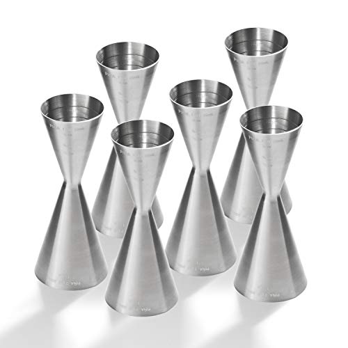 PiÃ±a Barware Slim Stainless Steel Commercial 2oz. / 1oz. Slim Style Measuring Jigger Bar Tool (Brushed Finish, 6 Pack/Commercial Bar Pack)