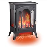 RMYHOME Infrared Electric Fireplace Stove, 16.3' Freestanding Fireplace Heater with Adjustable Brightness and Heating Mode, Realistic Flame Effects, Overheating Safety Protection System