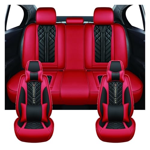 OEXRIG Fundas Asientos Coche para Jaguar XF para I-PCAE XE para F-Pace Fundas de Asiento de Coche universales de Cuero PU para Interior de Coche(Black Red)