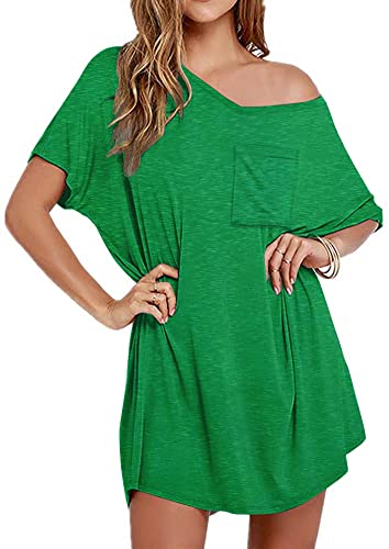 Image of Ekouaer Womens Tshirt Nightgown Cotton V Neck Sleepshirts Comfy Casual Nightshirt for Women