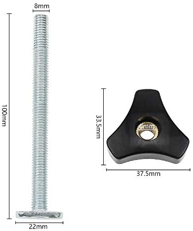 PLCatis T Track Kit M8 T-Track Accessories Universal T-Track Bolts Knobs Easy Gripping T Slot Bolts and Knobs T Track Clamp for Woodworking Jigs and Fixtures 2 Sets