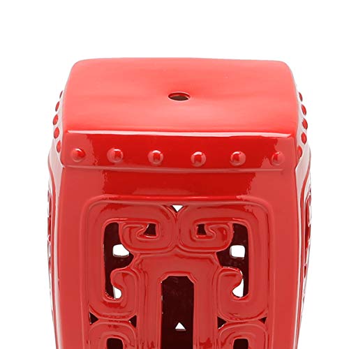 BANCO de CERÂMICA P/JARDIM GARDEN STOOL 33 x 33 x 47 cm, Vermelho
