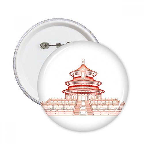 Badge TEMPLE du ciel Rouge lot de 5 broches rondes idée cadeau décoration textile