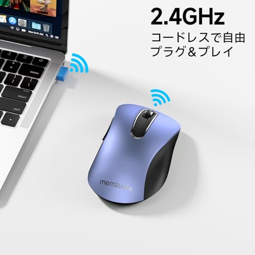 Image of memzuoix 2.4G Wireless Mouse, 1400 DPI Mobile Optical Cordless Mouse with USB Receiver, Portable Computer Mice Wireless Mice for Laptop, PC, Desktop, MacBook, 5 Buttons (Navy Blue)