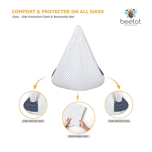 Image of Premium Swing Cradle Set | Hanging Swing Cradle, Removable 5-Layer Padded Bed & Mosquito Net | Up to 15 kg | Light Navy Dot
