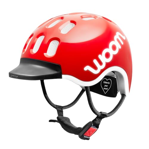 woom Kids Helm, Fahrradhelm für Kinder, mit Visier, für Jungen und Mädchen, 46–50 cm, Größe XS, Verstellbar, Aufprallschutz, Rot (woom red)
