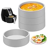 Molde para huevos para freidora de aire, 4 piezas de 4 pulgadas, redondo, para microondas, moldes de silicona resistentes al frío/calor para sándwiches, desayuno, congelador, horno, freidora de air